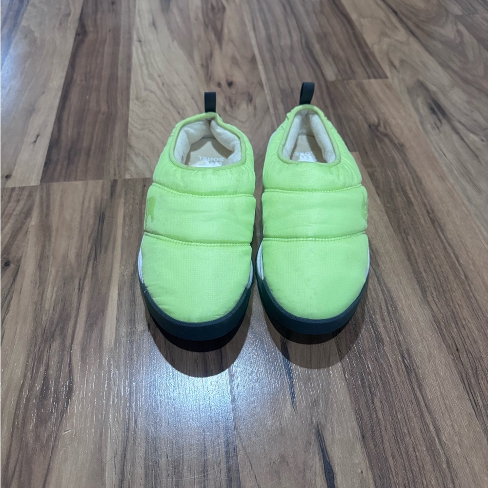 Sorel Neon Lime Slip-On Puffer Shoes